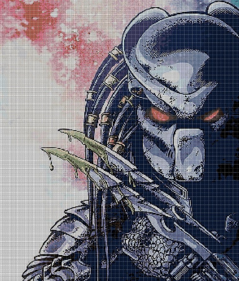 Predator 2 cross stitch pattern in pdf DMC