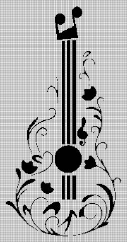 Guitar silhouette cross stitch pattern in pdf