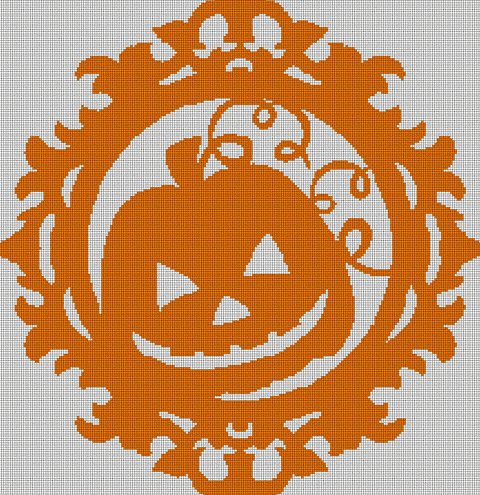Halloween Pumkin silhouette cross stitch pattern in pdf