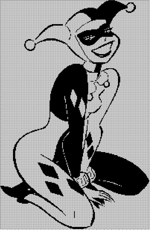 Harley Quinn silhouette cross stitch pattern in pdf