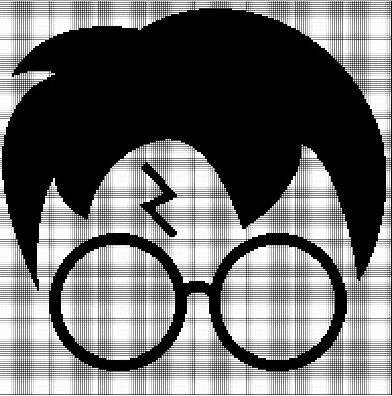 Harry Potter face silhouette cross stitch pattern in pdf