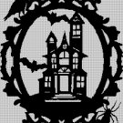 Haunted house silhouette cross stitch pattern in pdf