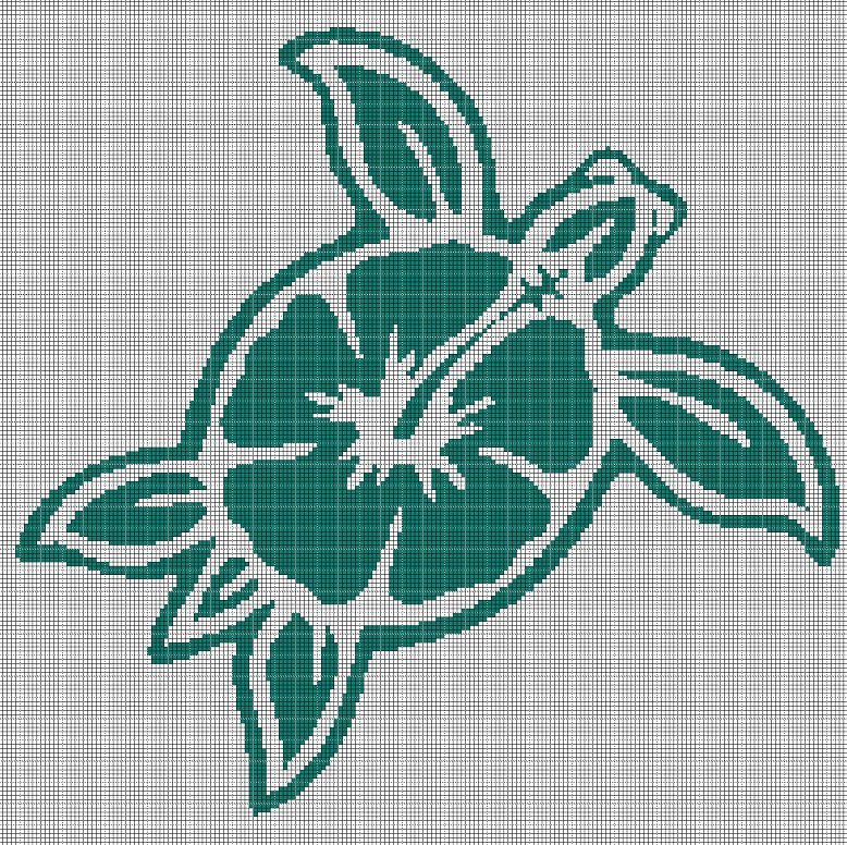 Hawaiian turtle silhouette cross stitch pattern in pdf