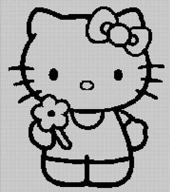 Hello Kitty 3 silhouette cross stitch pattern in pdf