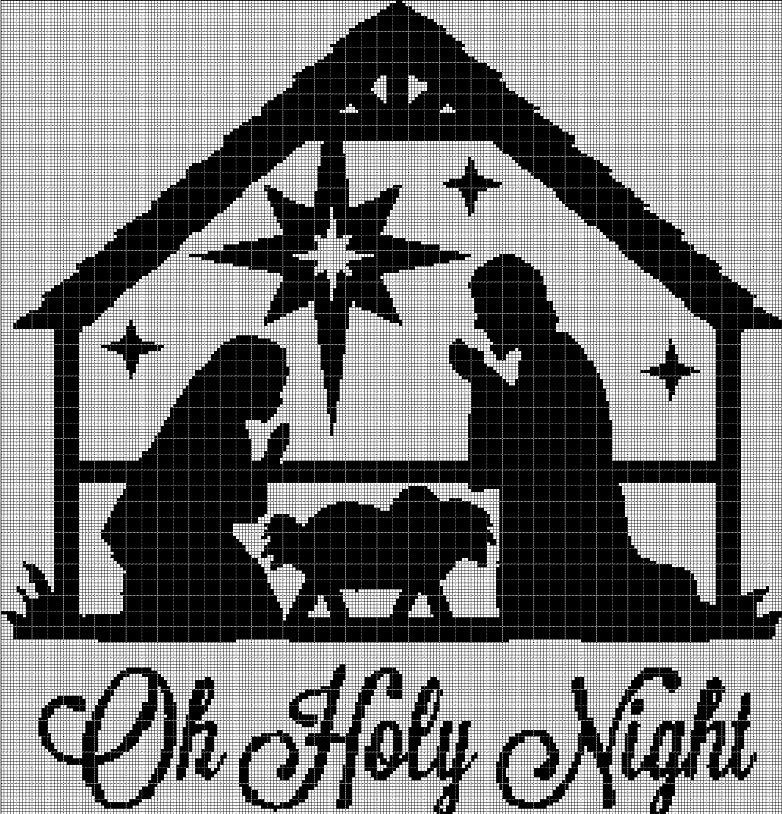 Holy Night silhouette cross stitch pattern in pdf