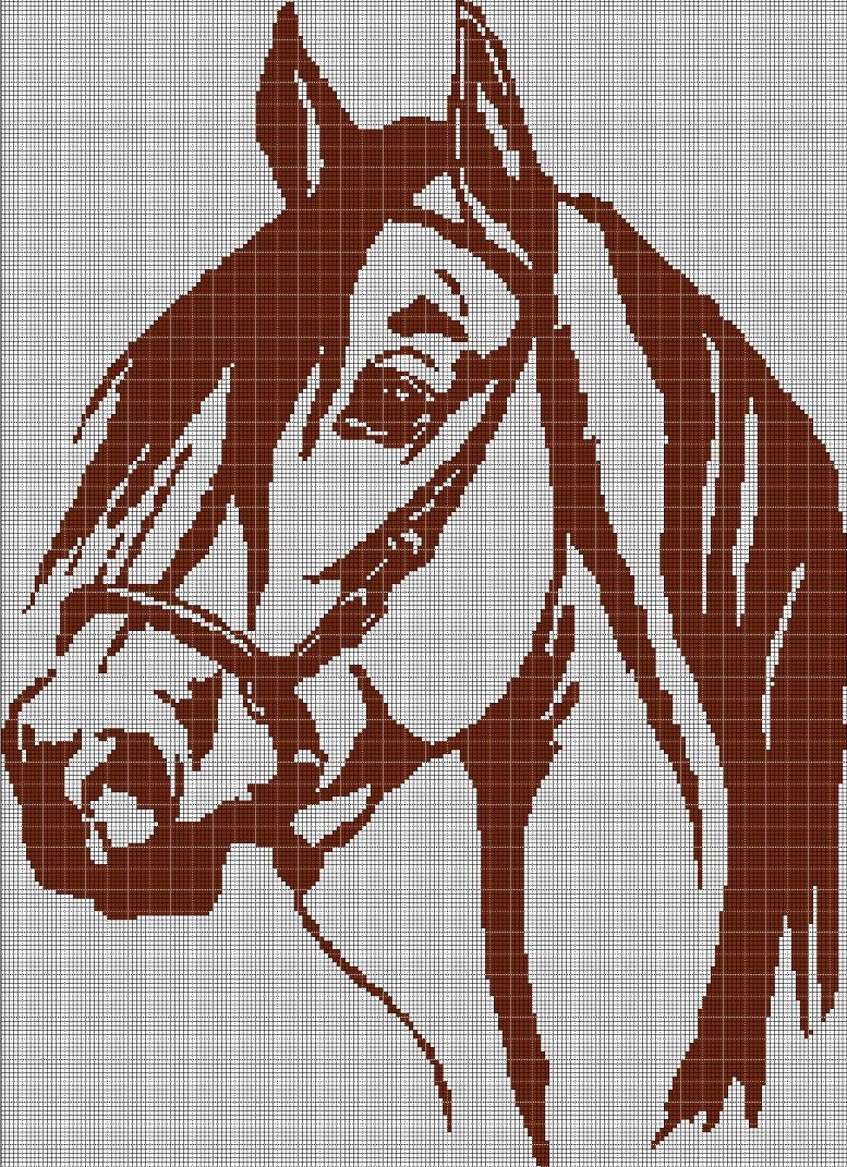 Horse Head4 silhouette cross stitch pattern in pdf