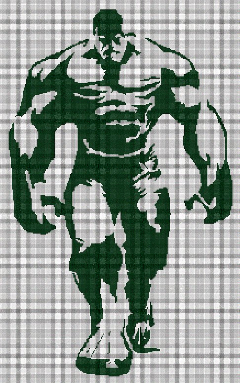 Hulk silhouette cross stitch pattern in pdf
