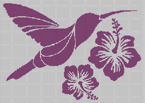 Hummingbird2 silhouette cross stitch pattern in pdf
