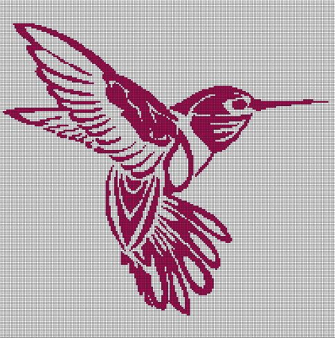 Hummingbird3 silhouette cross stitch pattern in pdf