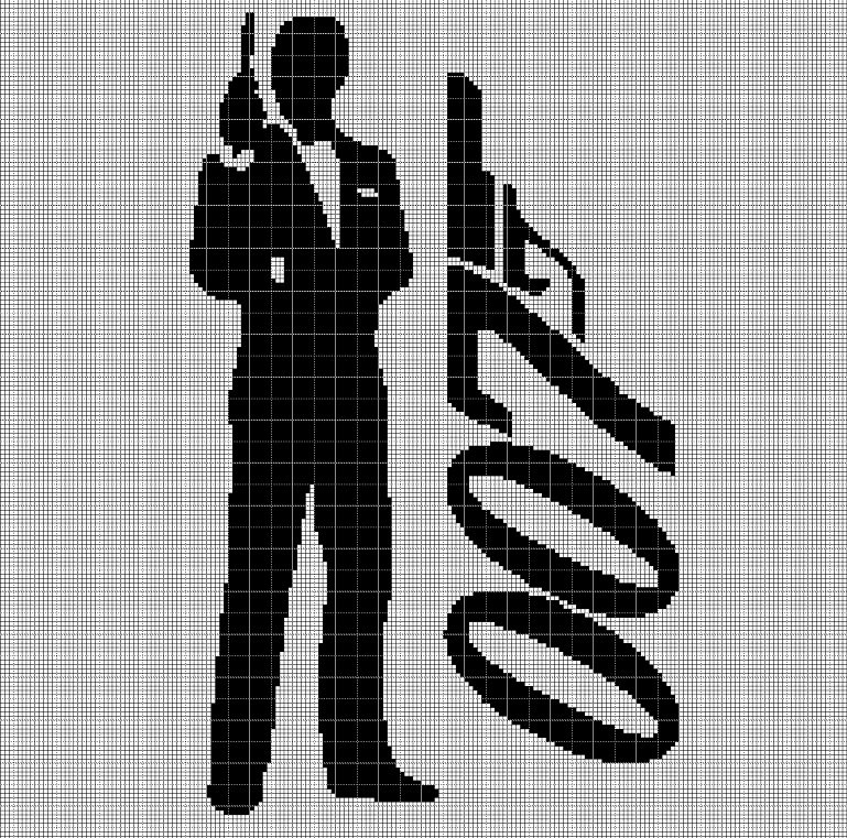 James Bond 007 1  silhouette cross stitch pattern in pdf