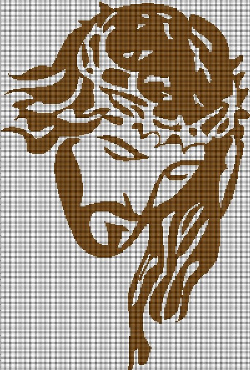 Jesus face silhouette cross stitch pattern in pdf