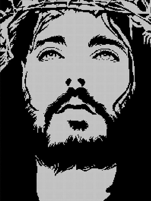 Jesus face 1 silhouette cross stitch pattern in pdf