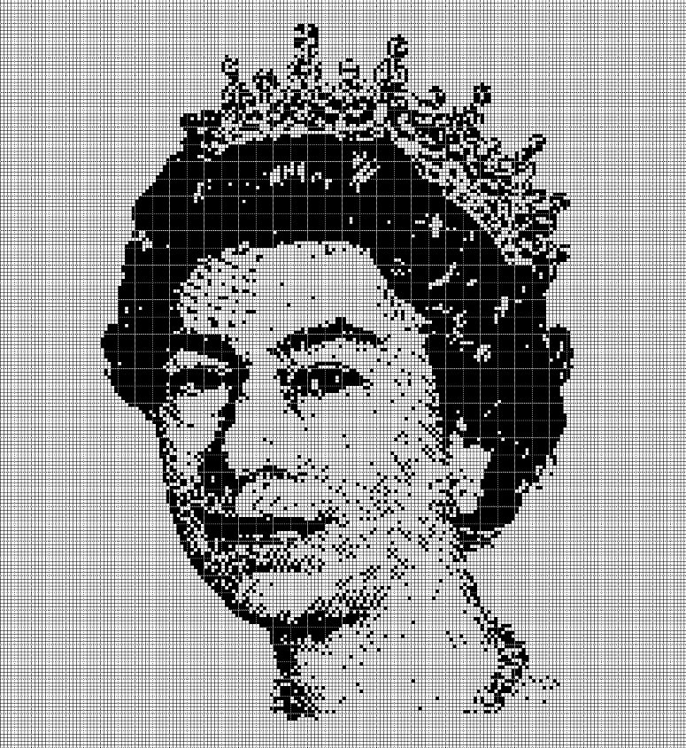Queen portrait  silhouette cross stitch pattern in pdf