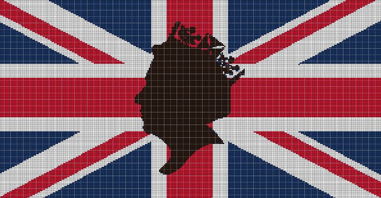 English flag of Queen cross stitch pattern in pdf DMC