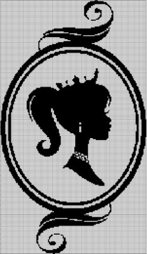 Lady head silhouette cross stitch pattern in pdf