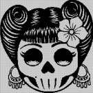 Lady skull style silhouette cross stitch pattern in pdf