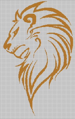Lion head silhouette cross stitch pattern in pdf