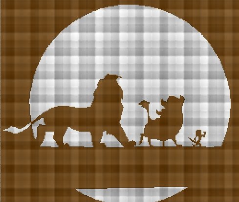 Lion King team silhouette cross stitch pattern in pdf