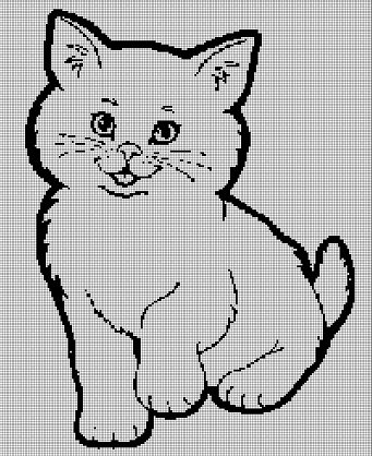 Little Cat2 silhouette cross stitch pattern in pdf