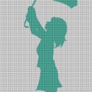 Little girl with umbrella silhouette cross stitch pattern in pdf