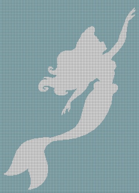 Little mermaid invert silhouette cross stitch pattern in pdf