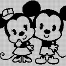 Little Minnie and Mickey silhouette cross stitch pattern in pdf