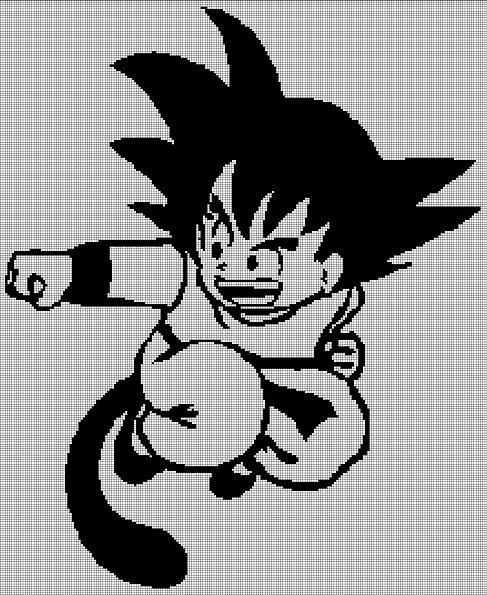 Little Son Goku 2 silhouette cross stitch pattern in pdf