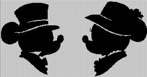 Lord and Lady Mouse silhouette cross stitch pattern in pdf