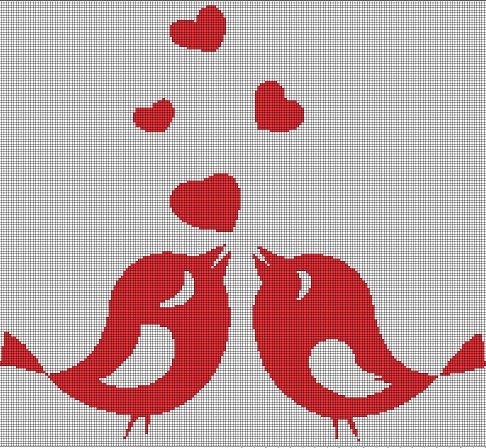 Love bird silhouette cross stitch pattern in pdf