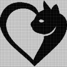 Love Cat silhouette cross stitch pattern in pdf