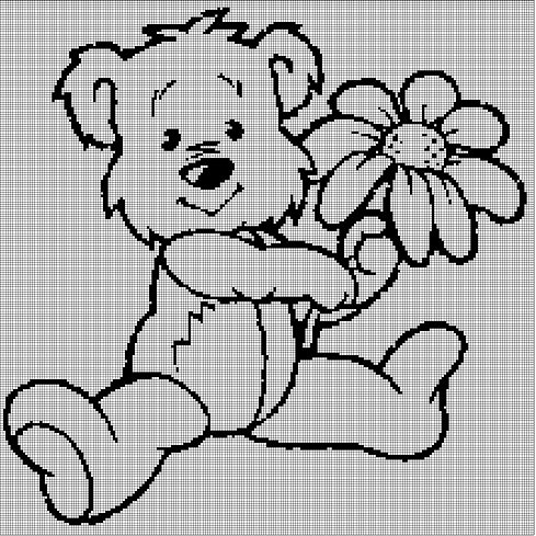 Lovely Bear silhouette cross stitch pattern in pdf
