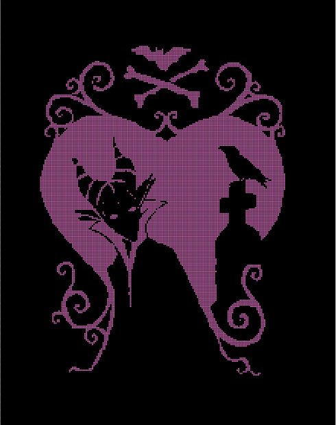 Maleficent silhouette cross stitch pattern in pdf