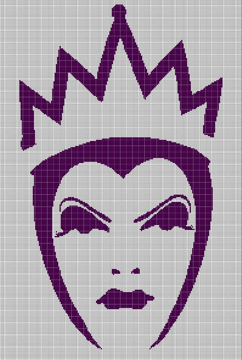 Maleficent face 2 silhouette cross stitch pattern in pdf