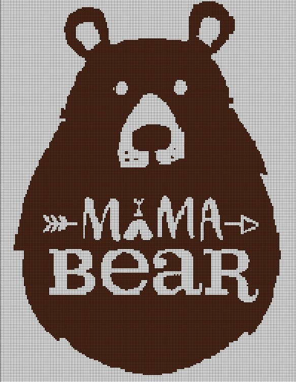 Mama Bear silhouette cross stitch pattern in pdf