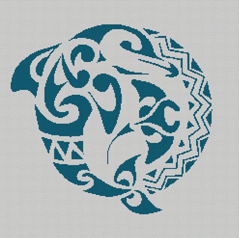 Maori sea symbol silhouette cross stitch pattern in pdf