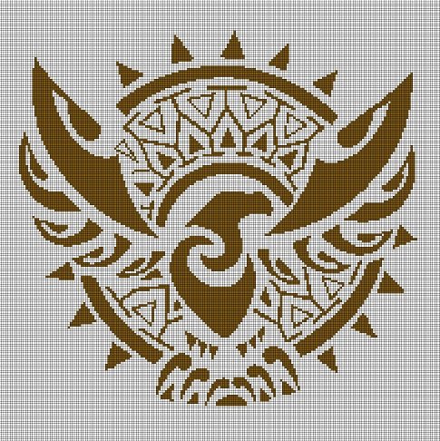 Maori Sun Bird silhouette cross stitch pattern in pdf