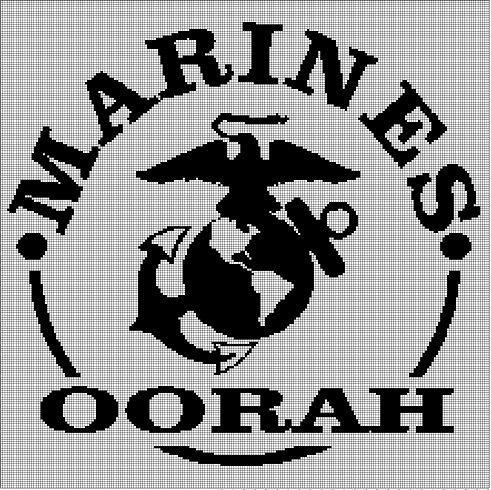 Marines Oorah silhouette cross stitch pattern in pdf