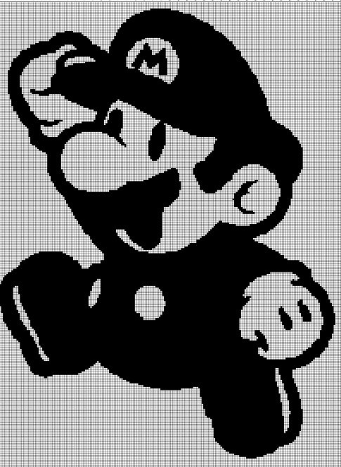 Mario silhouette cross stitch pattern in pdf