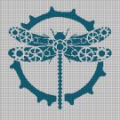 Mechanic Dragonfly silhouette cross stitch pattern in pdf