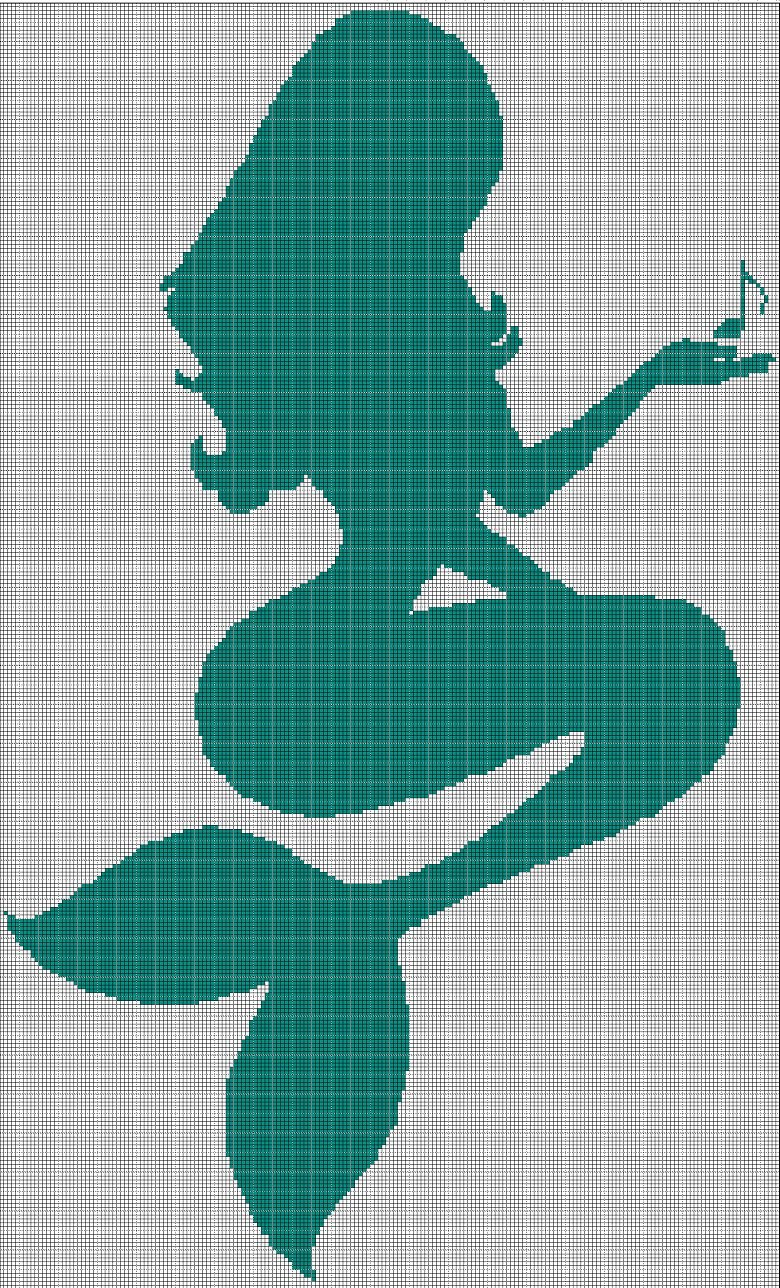 Mermaid music silhouette cross stitch pattern in pdf