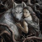 Girl and wolf cross stitch pattern in pdf DMC