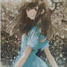 Girl in blue dress cross stitch pattern in pdf DMC