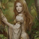 Girl in forest cross stitch pattern in pdf DMC