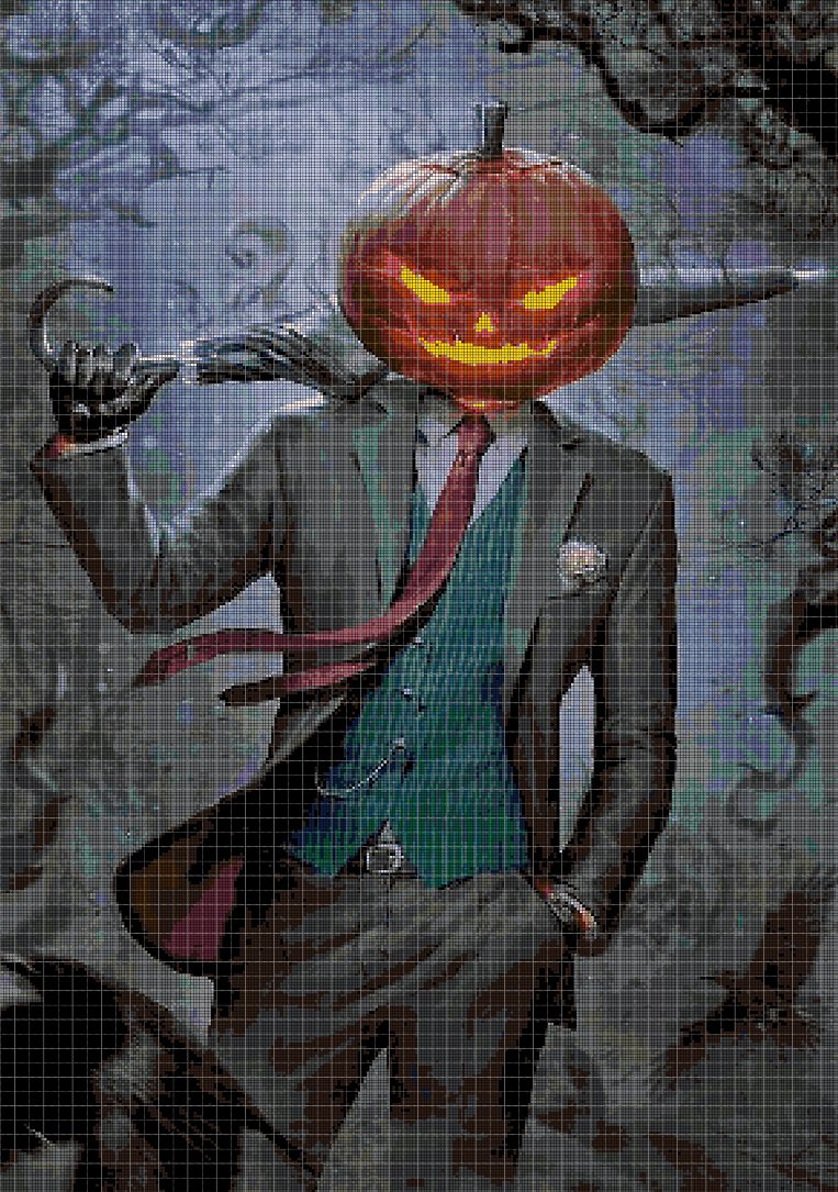 Halloween boy cross stitch pattern in pdf DMC