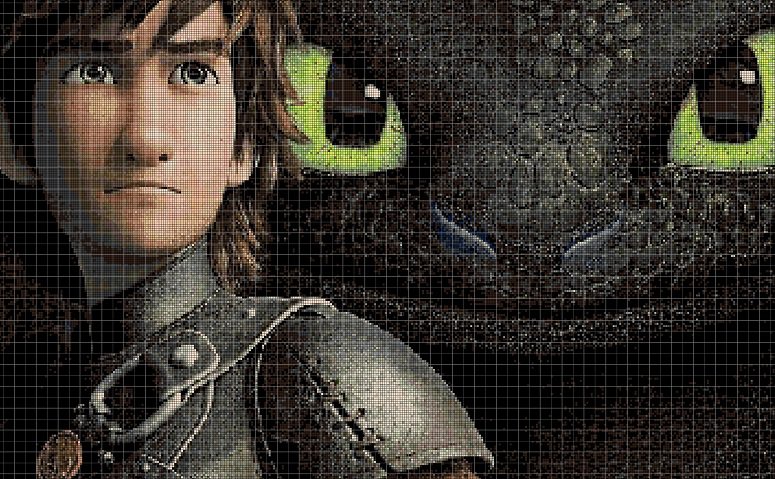 How to train-Hiccup cross stitch pattern in pdf DMC