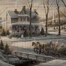 House in winter cross stitch pattern in pdf DMC
