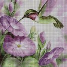Hummingbird with purple flowers  cross stitch pattern in pdf DMC