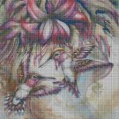 Hummingbirds with flowers 2 cross stitch pattern in pdf DMC