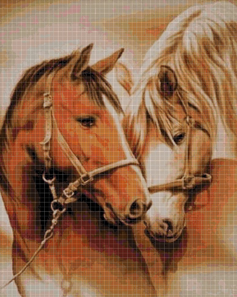 Horses 5 cross stitch pattern in pdf DMC