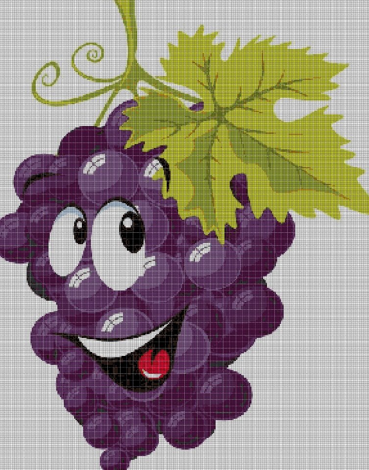 Grape cross stitch pattern in pdf DMC